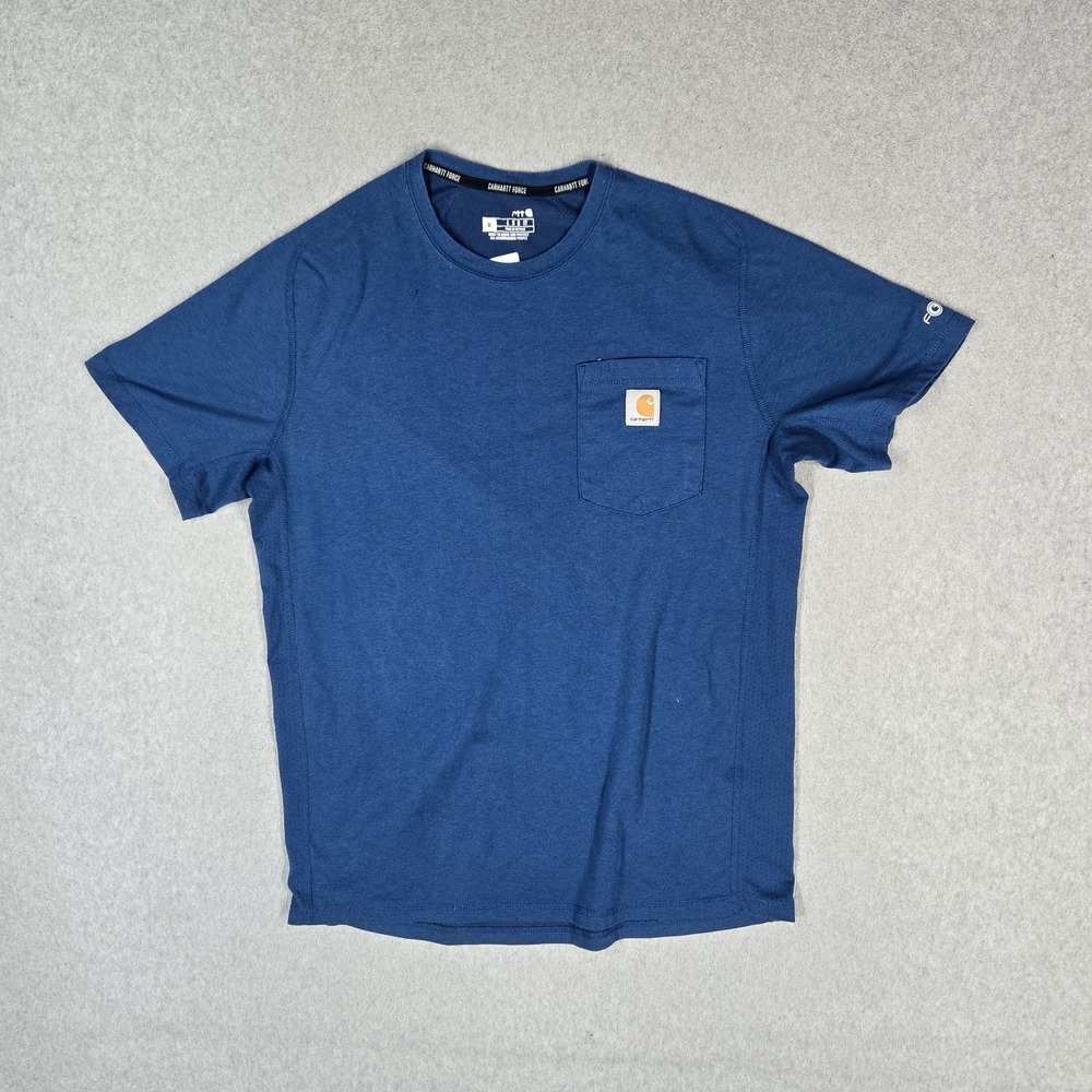 Carhartt Force Men Shirt M Blue TK6652 Logo Short Sleeve Lightweight